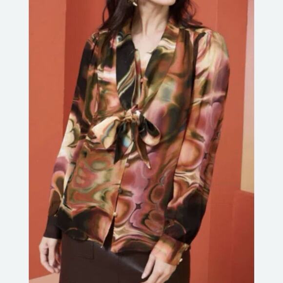 MARIE OLIVER Wynter Blouse In Malachite In Gold Size XS - Picture 1 of 12